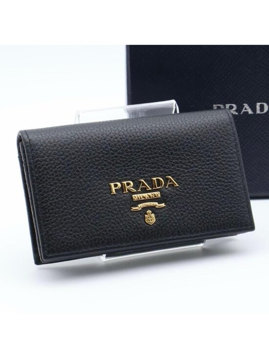 Prada Handbags - Prada Card Case Metal Logo Black Business Holder